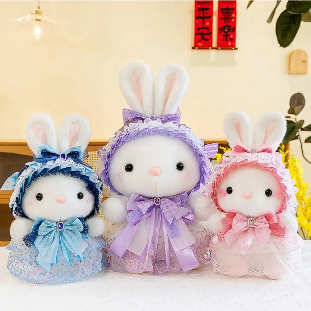 

Princess Dress Long-eared Rabbit Plush Doll Bow Ribbon Cute Rabbit Plush Toy Creative Lace Headband Cartoon Fluffty Doll