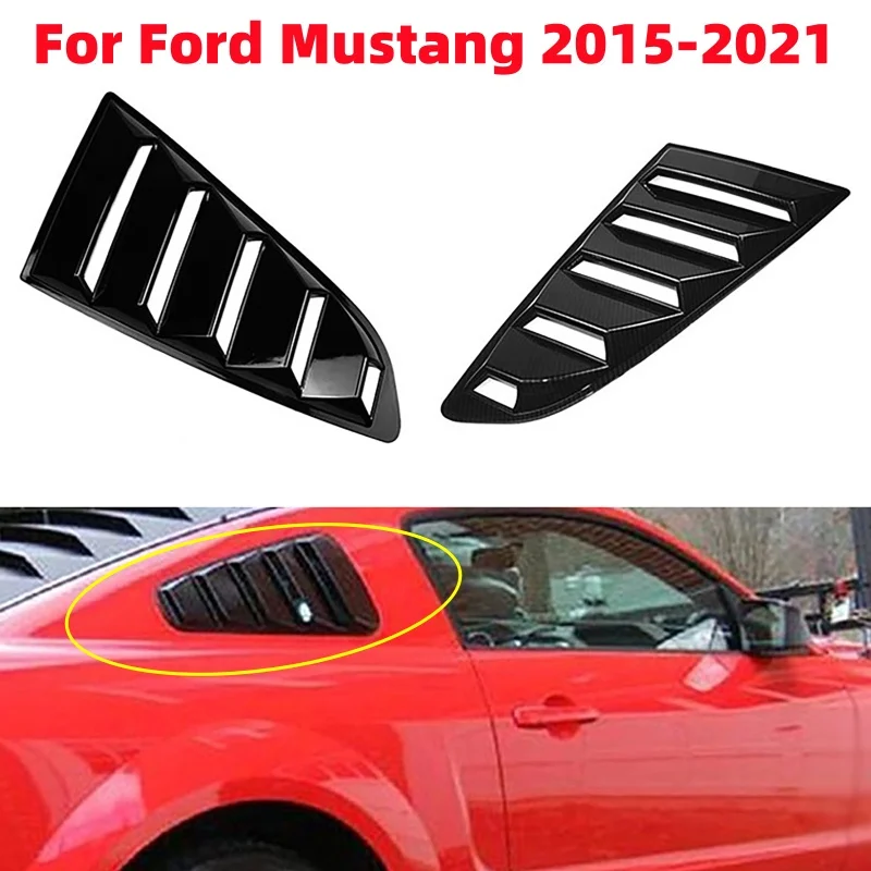 2pcs Car Modified Side Air Outlet Blinds Balck Scoops Spoiler Air Vent Trim Cover For Ford Mustang 2015-2021 Carbon Fiber