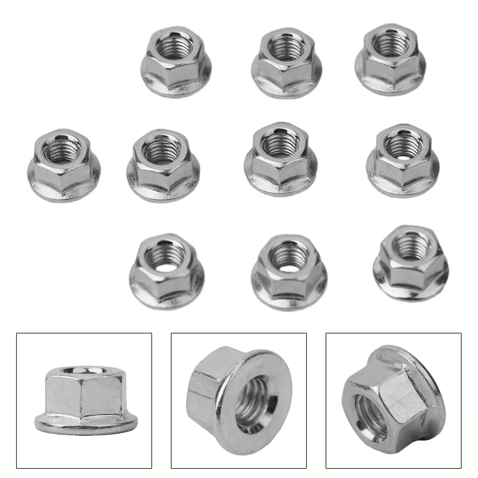 M8 Bar Nuts Replaces Set Useful 10pcs Accessories Beautiful Brand New High Quality Kit Popular Portable Silver