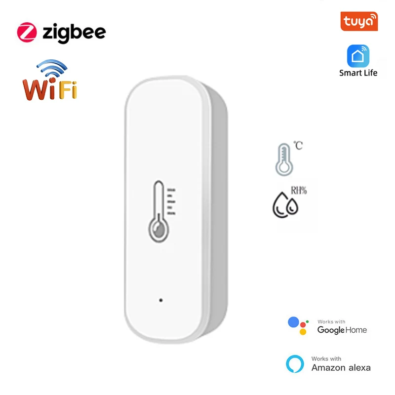 Tuya Zigbee Wifi Smart Temperature Humidity Sensor Hygrometer Thermometer Detector Smart Home Via Alexa Google Home Smart Life