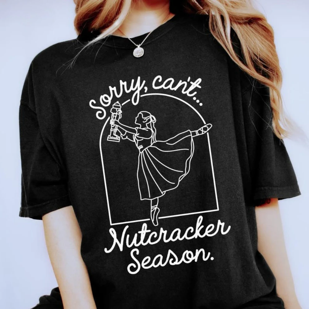 Seizoen Kerstshirt Ballet Tshirt Ballerina Kerst Tee Cadeau voor balletleraar Vrouwen Casual Topkleding