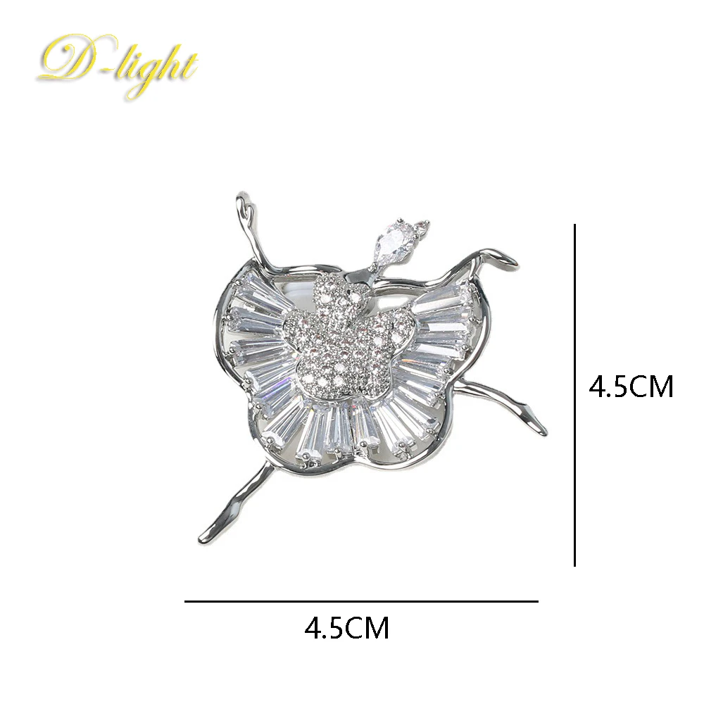 Sweet Elegant Ballerina Brooch Inlaid Shiny Zircon Gorgeous Premium Dress Lady Lapel Jewelry Party Banquet Accessories Nice Gift