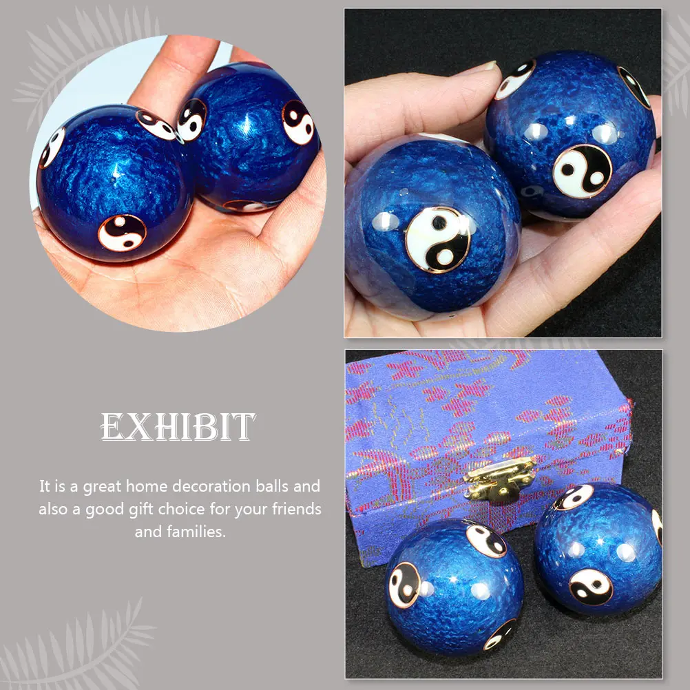 

1set 42mm Blue Massage Therapy Balls Cloisonne Enamel Baoding Balls Baoding Chinese Handball