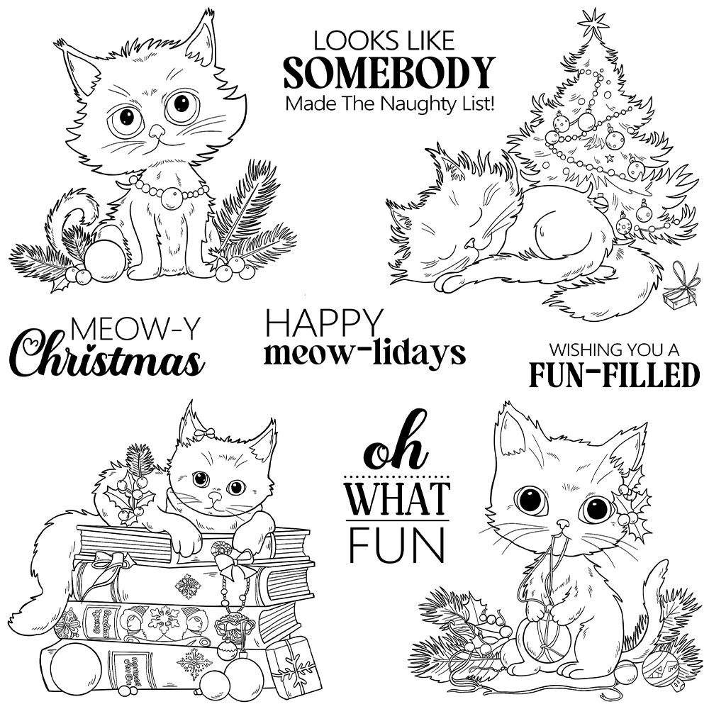 Mangocraft Christmas Series Cute Cats Stamps Cute Animals DIY Scrapbooking Supplies Silicone Stamp For Card Making Albums Decor