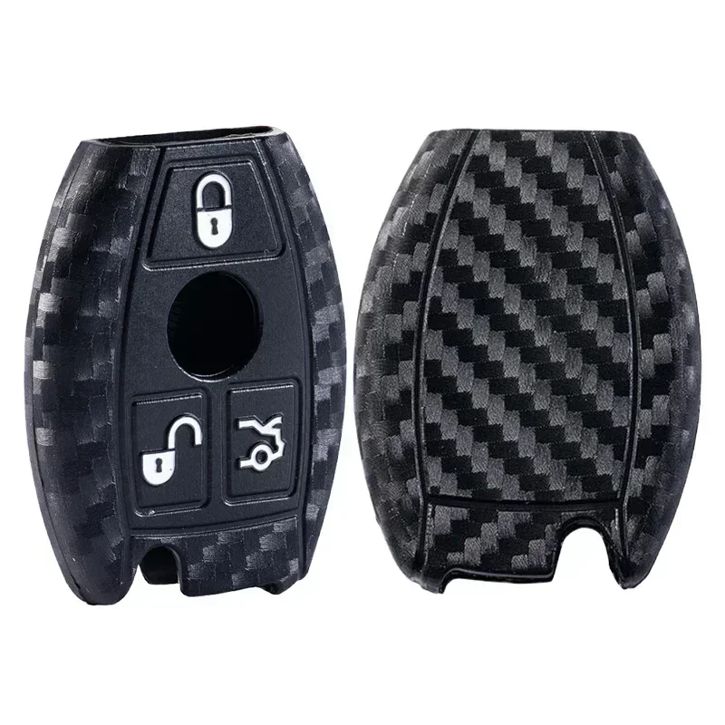 Remote Car Key Carbon Fiber style Silicone Key Case For Mercedes Benz A180 A200 A260 W203 W210 W211 AMG W204 C E S CLA Classe