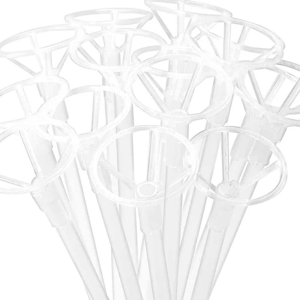 10 Pcs 40Cm White PVC Rods with Cup Transparent Plastic Balloons Holder Sticks Birthday Wedding Party Supplies Kids Party Decor