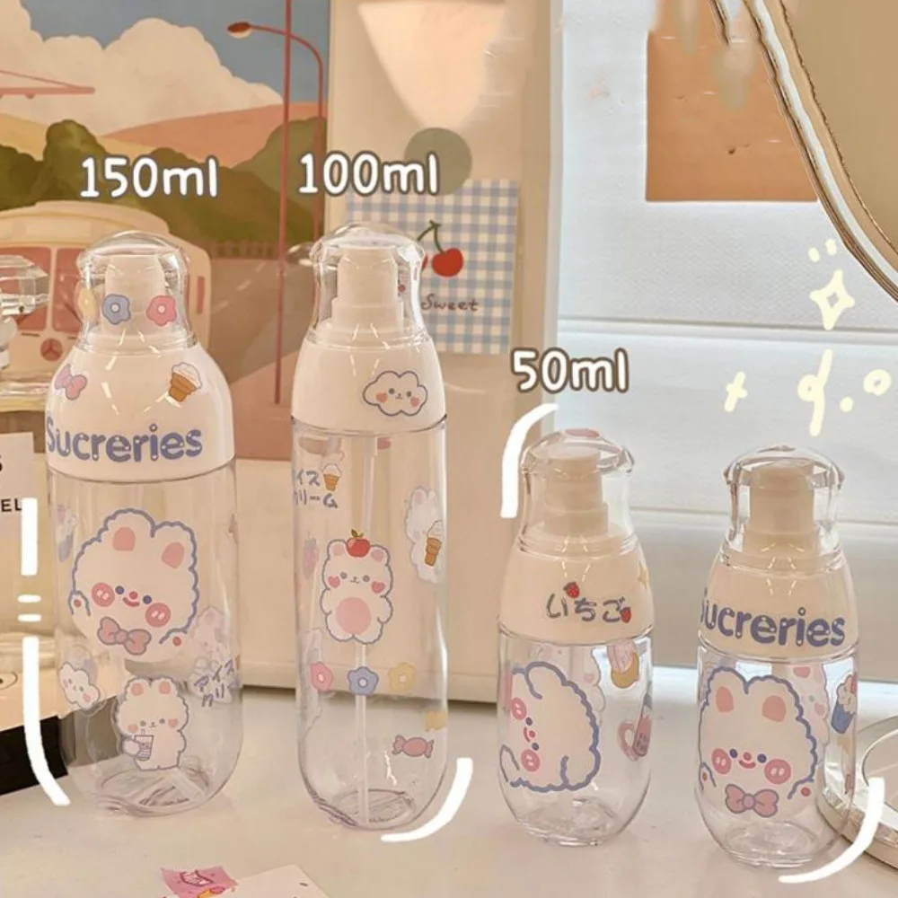 Portable Refillable Bottles Plastic Spray Bottle Travel Conditioner Lotion Pump Transparent Dispenser Bottle with Sticker