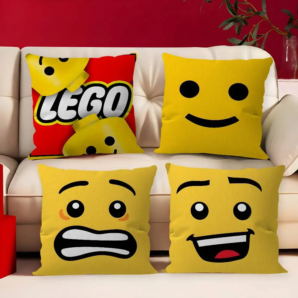 Popular Toy L-LEGO-O Anime Pillow Cover for Bedroom Room and Living Room Sofa Decorative Cushion Cover