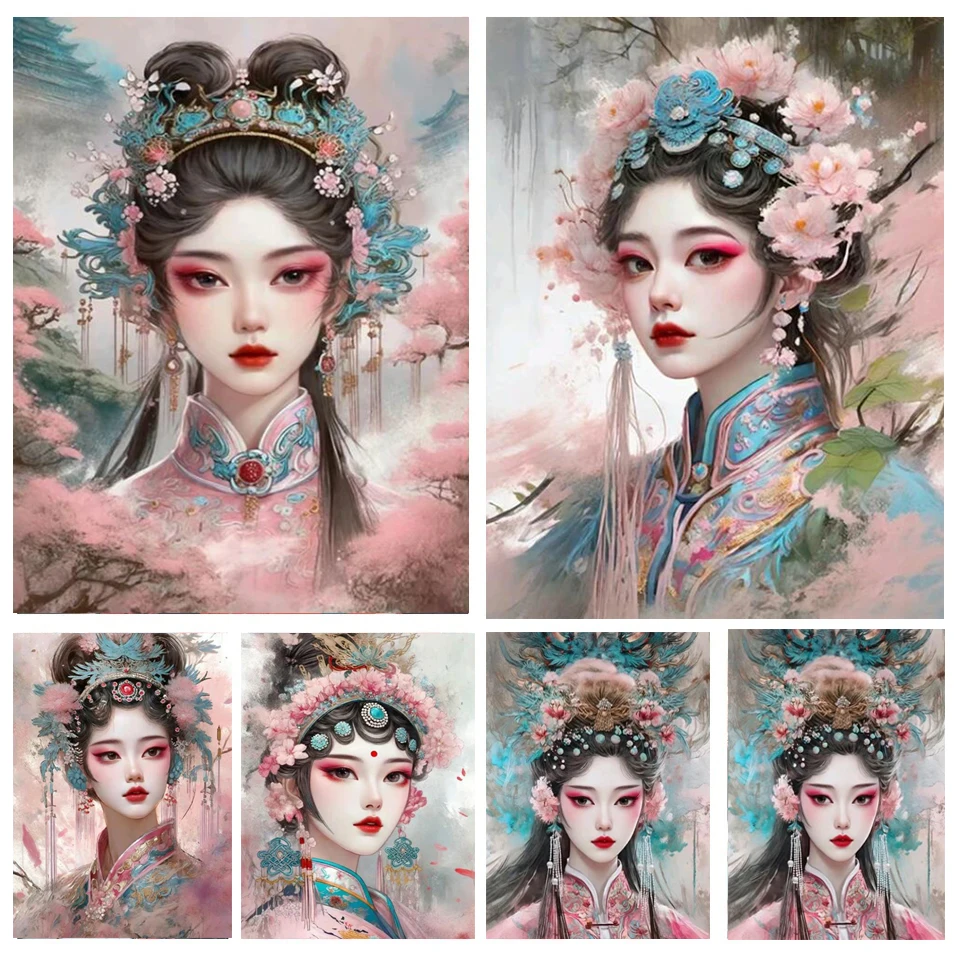 2024 Diamond Painting Kits Chinese Ancient Style Opera Beauty Diy Embroidery Mosaic Woman portrait Cross Stitch Home Decor G704