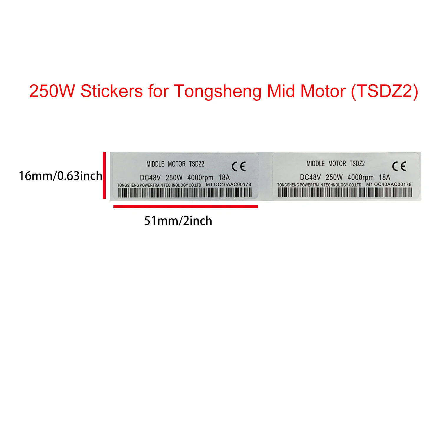 New Sticker Tongsheng mid motor 48V 250W Stickers 10/20 PCS/LOT eBike Conversion Kit Sticker for Tongsheng TDZ2