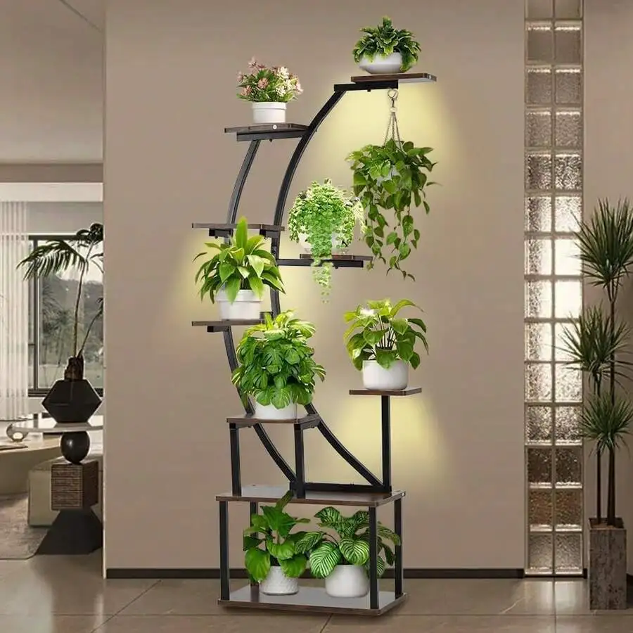 9 Tiered Plant Stand Indoor,60inch Plant Shelf Multi-Tiered Metal Flower Stand For Indoor Plants Rack For Living Room, Home,Pati