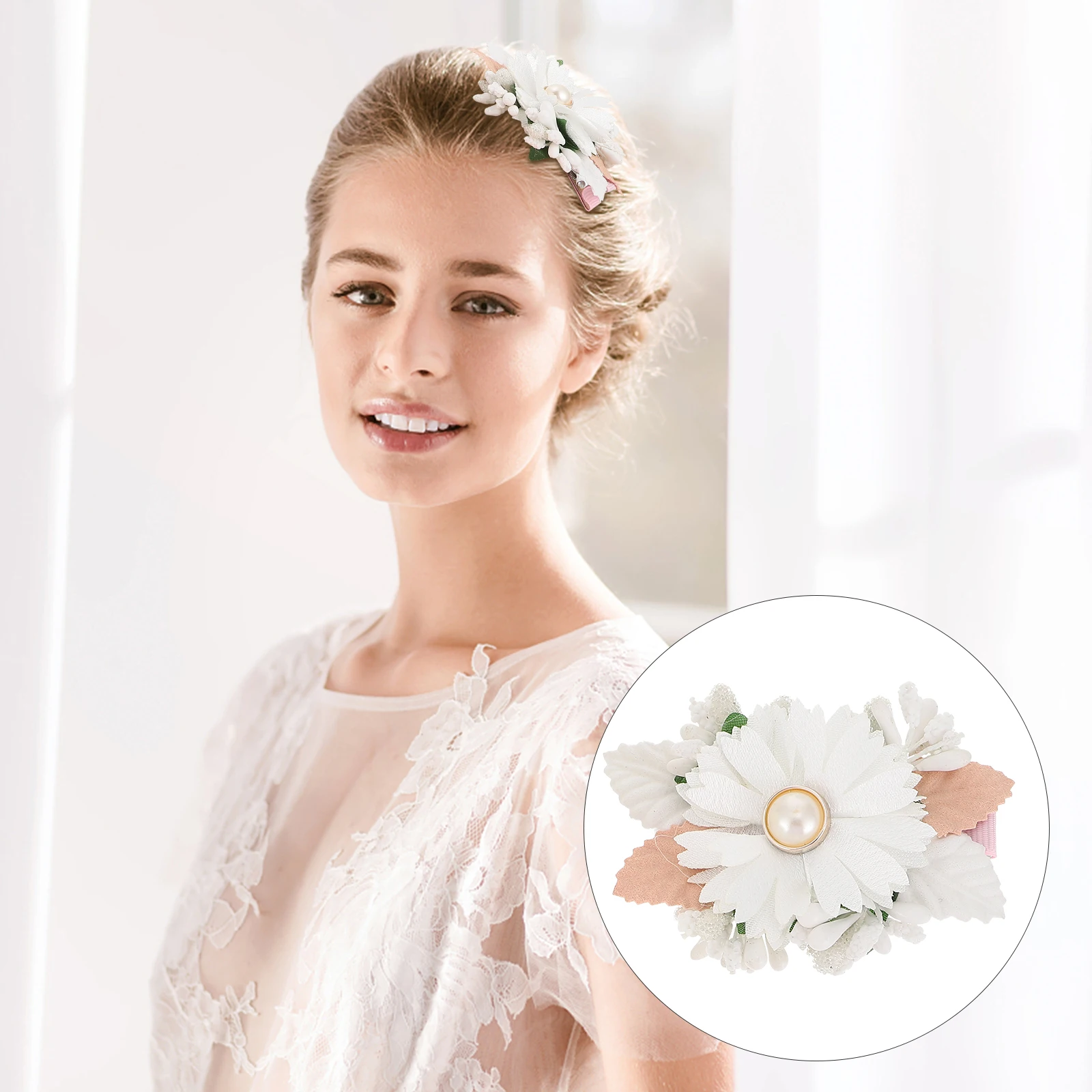 

3pcs Artificial Flower Hair Clips for Brides Bridesmaids Flower Girls Elegant Simulated Headpiece Accessories Comfortable Cloth