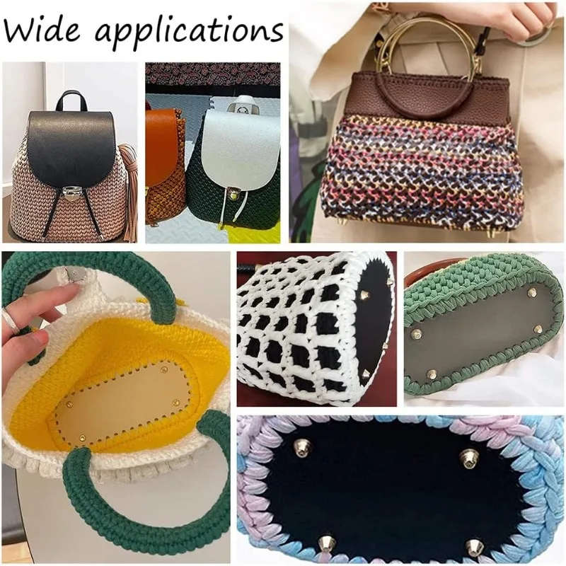 3pcs Black Purse Bottom for Crochet 3 Sizes Bag Bottom Oval Leather Bottom Shaper Pads for Bags Cushion Base with Holes