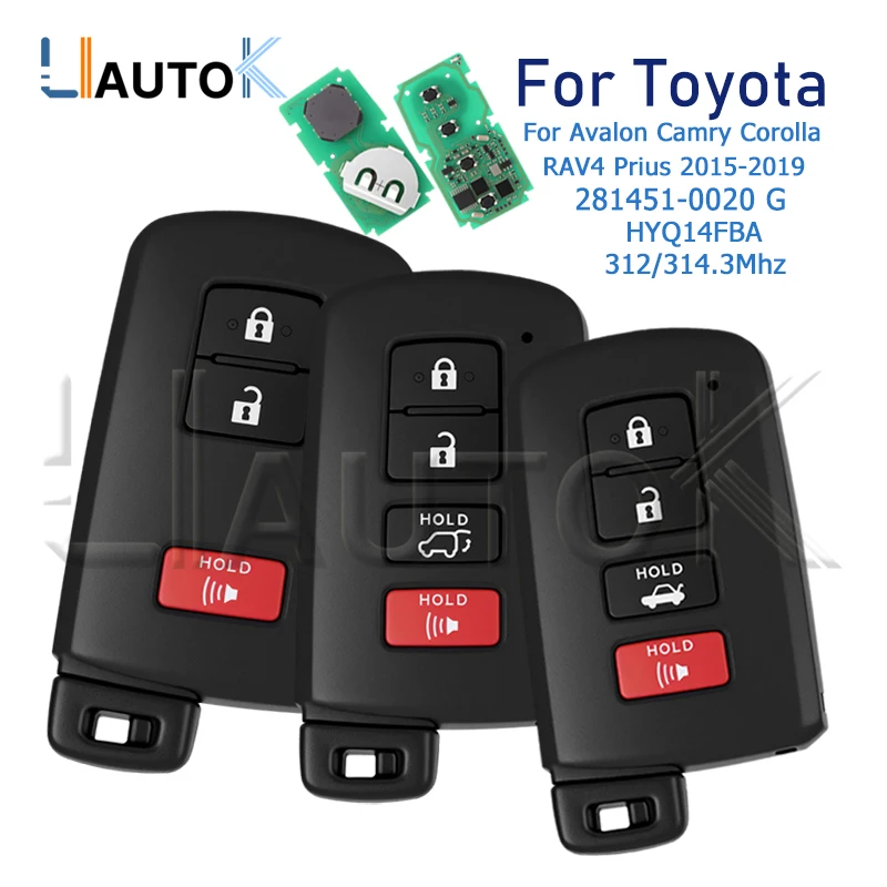 281451-0020 G Car Key for Toyota Camry RAV4 Prius Avalon Corolla 2015 2016 2017 2018 2019 Keyless Go 312/314Mhz Smart Remote Key view 2