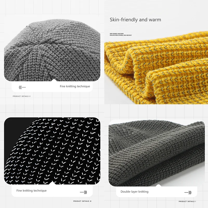WRELS Winter Knitted Beanie Hats Warm Night Running Reflective Hat Unisex Windproof Ear Protection Cycling Hiking Ski Cap image 6