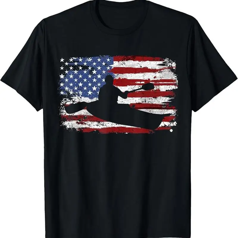 Kayak Vintage American Flag T Shirt