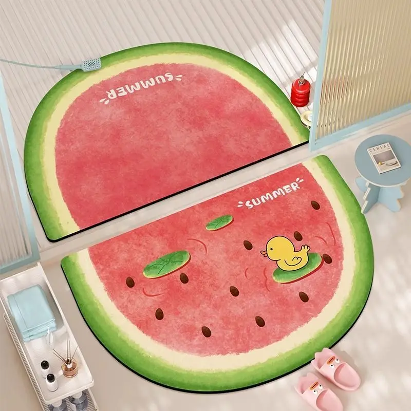 

Summer Watermelon Bathroom Cute Cartoon Soft Foot Mat Thickened Water Absorption Quick drying Anti slip Anti dirt Maintenance To