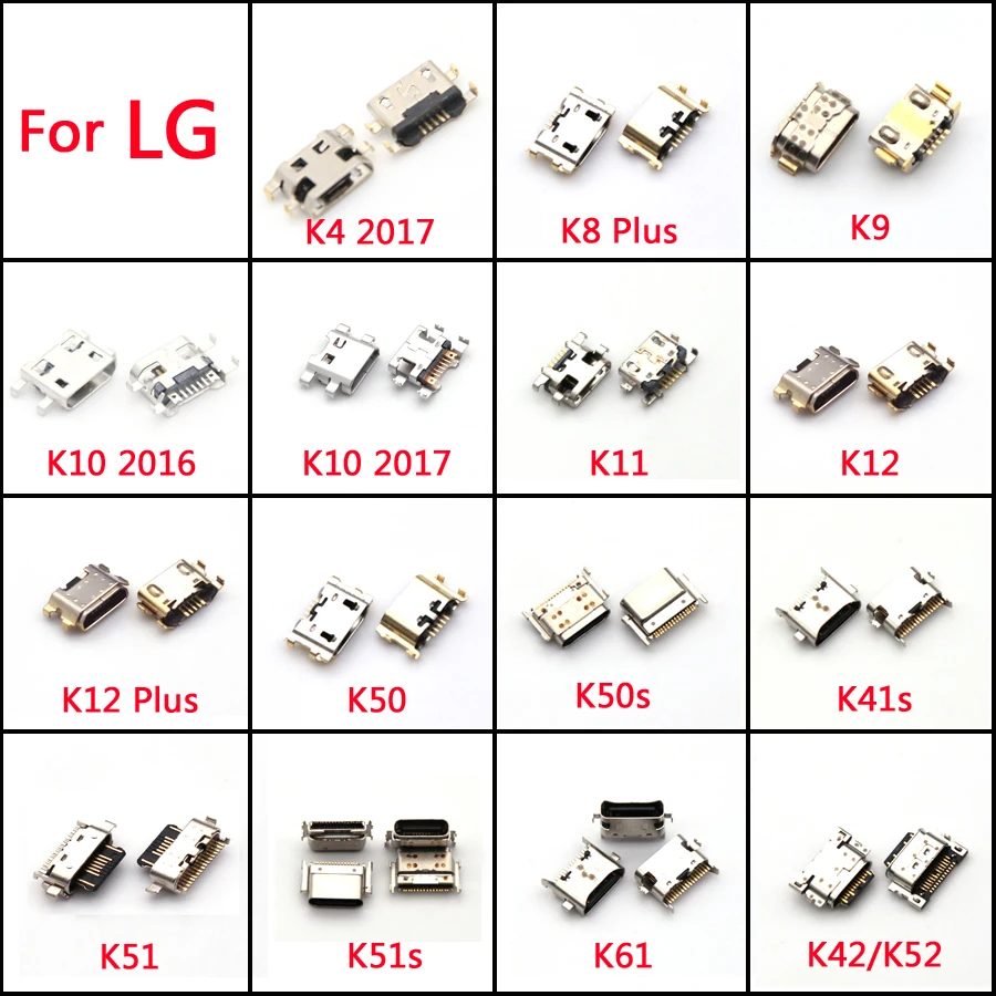 100Pcs USB Charging Port Connector Charge Jack Socket Plug Dock For LG K9 K11 K41s K51 K51s K52 K42 K50 K50s K50 K10 K12 Plus