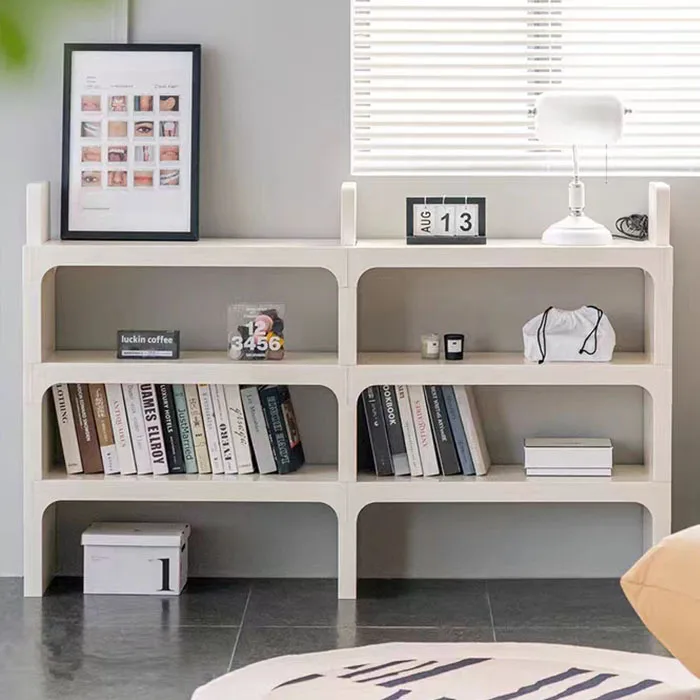 

Medieval simple bookshelf ins wind creative combination shelf against the wall household small apartment floor storage bookcase