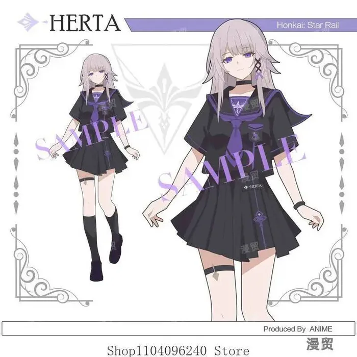 

Honkai: Star Rail Herta Sleeved Shirt Short Skirt+Tie Cosplay Costume Woman Suit Mascot Student Accessory Fans Gift Anime GAME