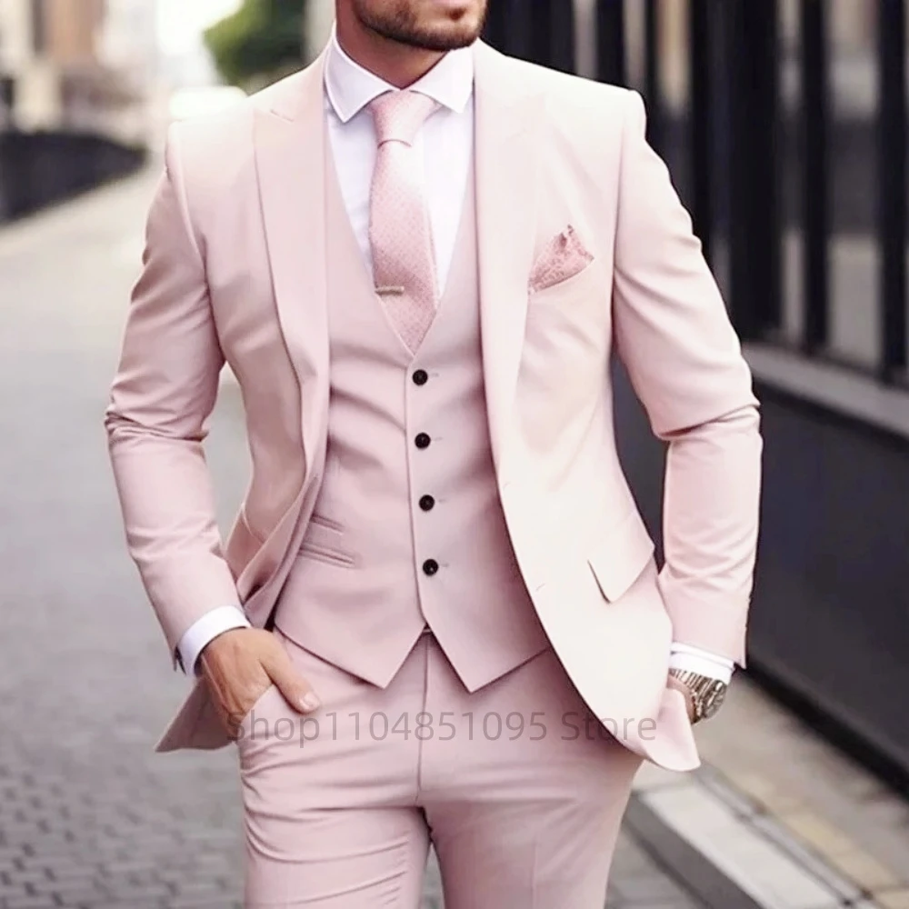 

Formal Orange Mens 3 Piece Suit Slim Fit Notch Lapel Blazer Groomsmen Tuxedos Wedding Business Prom Jacket Vest Pants for Men