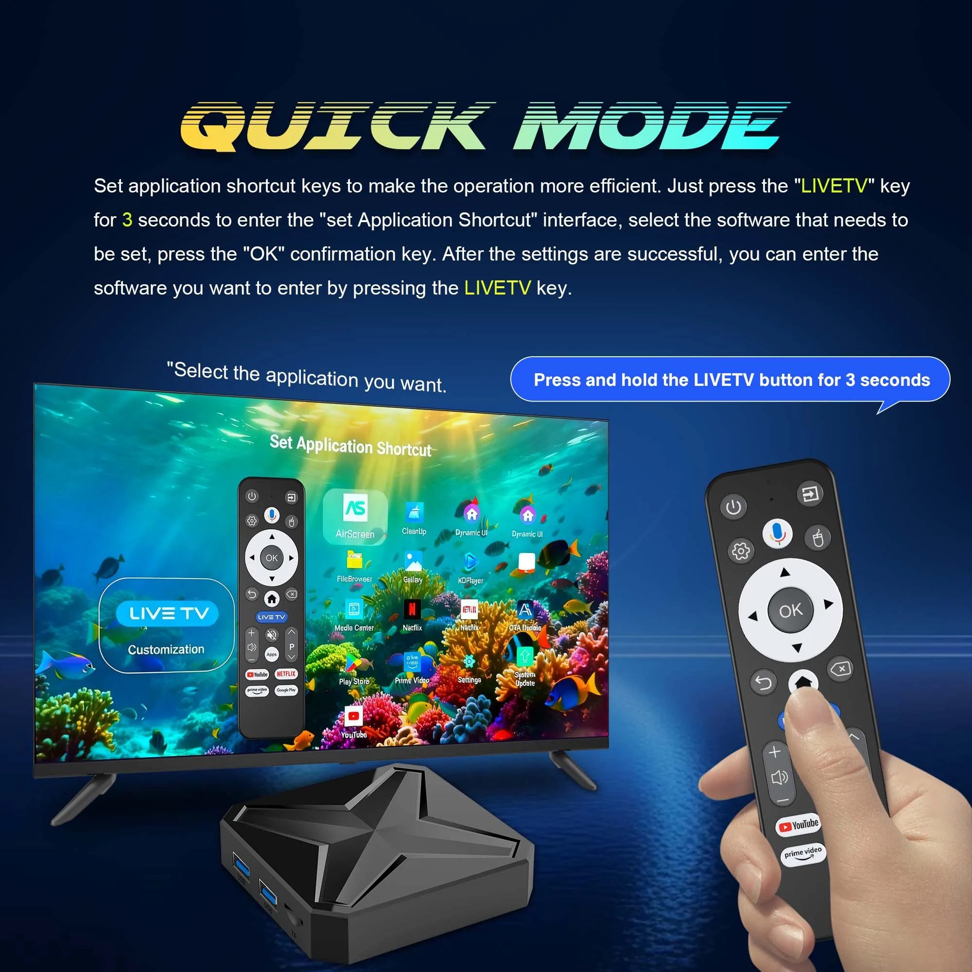 Mortal Smart TV Box Android 14 Netflix 4K Ultra DDR4 2G16G WiFi 6 USB 3.0 Game RK3518 Q1 Mini+ Dynamic UI Reproductor Multimedia