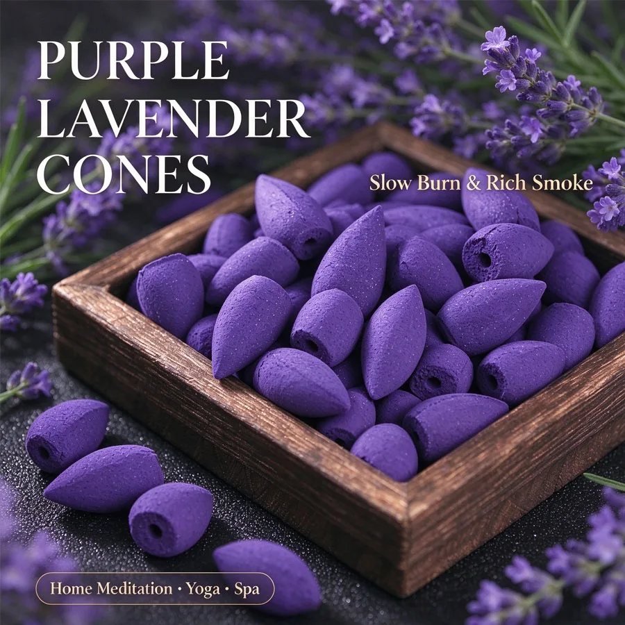 Purple lavender reflux incense has a long-lasting fragrance, suitable for families, hotels, yoga, relaxation, and eliminating od