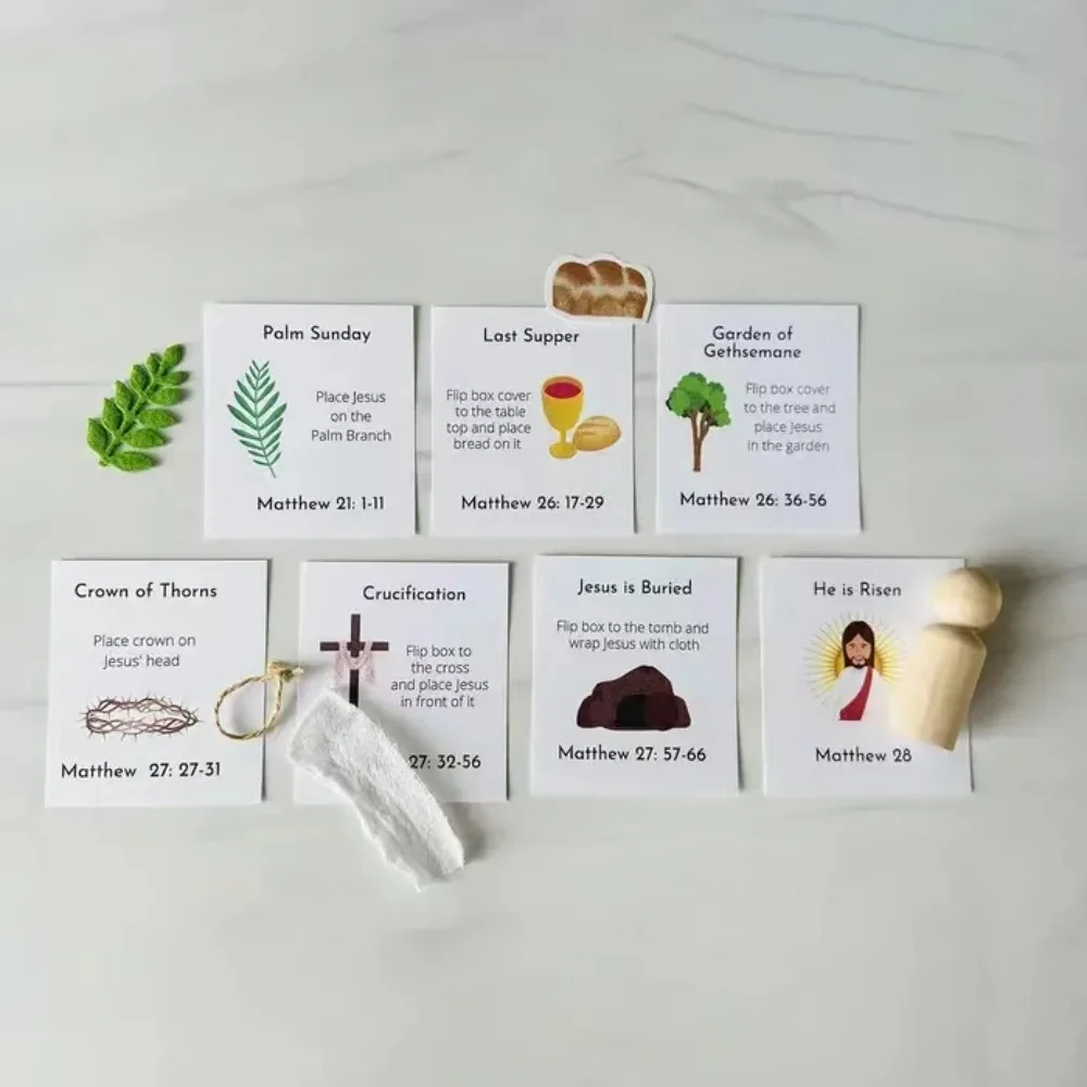 

Household DIY Easter Holy Week Box with Storage Box Reusable Easter Resurrection Game Box Mini Holy Week Gift Set Home Decor