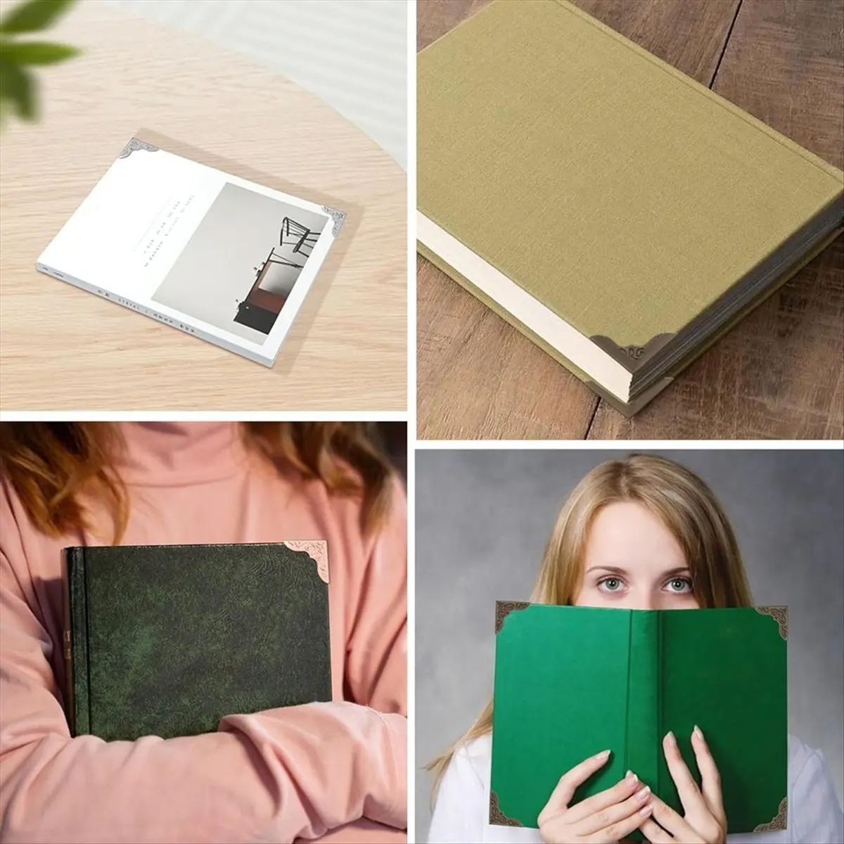 REST 80 Pieces Metal Book Corners, Vintage Iron Corner Protectors Decorative Edge Cover Guard with Storage Box for Scrapbook