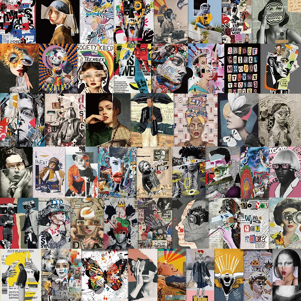 

50 шт., обложка для журнала современного искусства, наклейки с граффити, чехол для телефона/скейтборд/гитара/вечеринка/канцелярские товары/дневник, водонепроницаемые декоративные