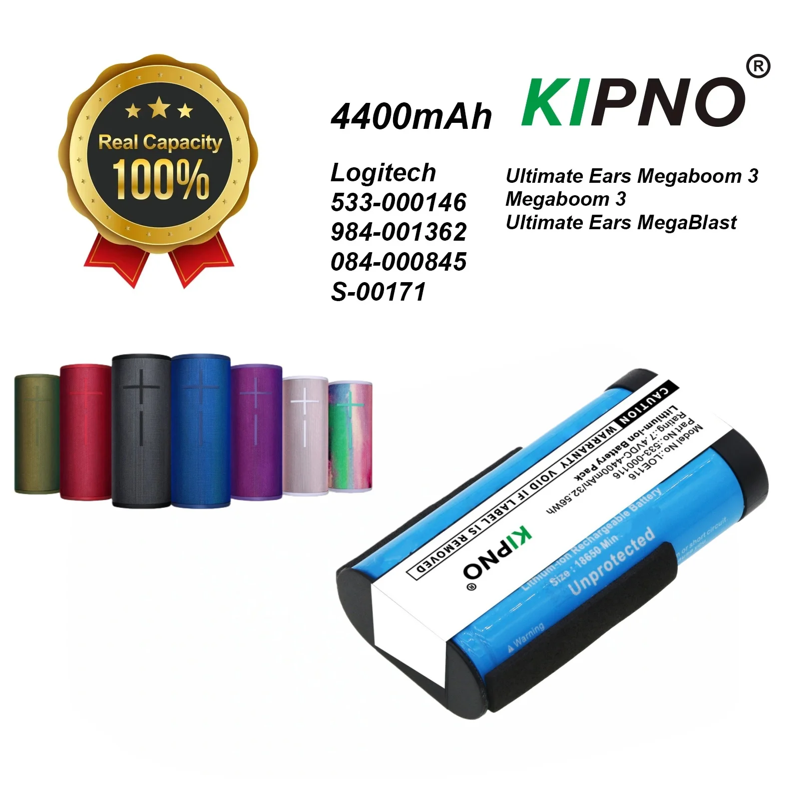 KIPNO haut-parleur 4400mAh 533-000146 pour Logitech 533-000146 984-001362 084-000845 oreilles ultimes Megaboom MegaBlast 3 S-00171 KIPNO haut-parleur 4400mAh 533-000146 pour Logitech 533-000146 984-001362 084-000845 oreilles ultimes Megaboom MegaBlast 3 S-00171
