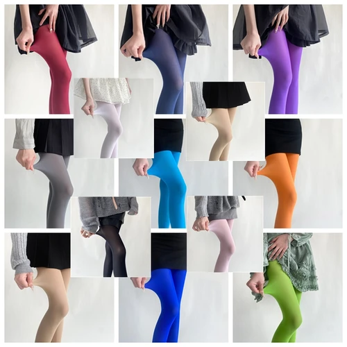 Pantimedias lisas de 27 colores para Mujer, medias ajustadas de terciopelo femenino, mallas básicas para primavera 2025, medias sexis para Mujer