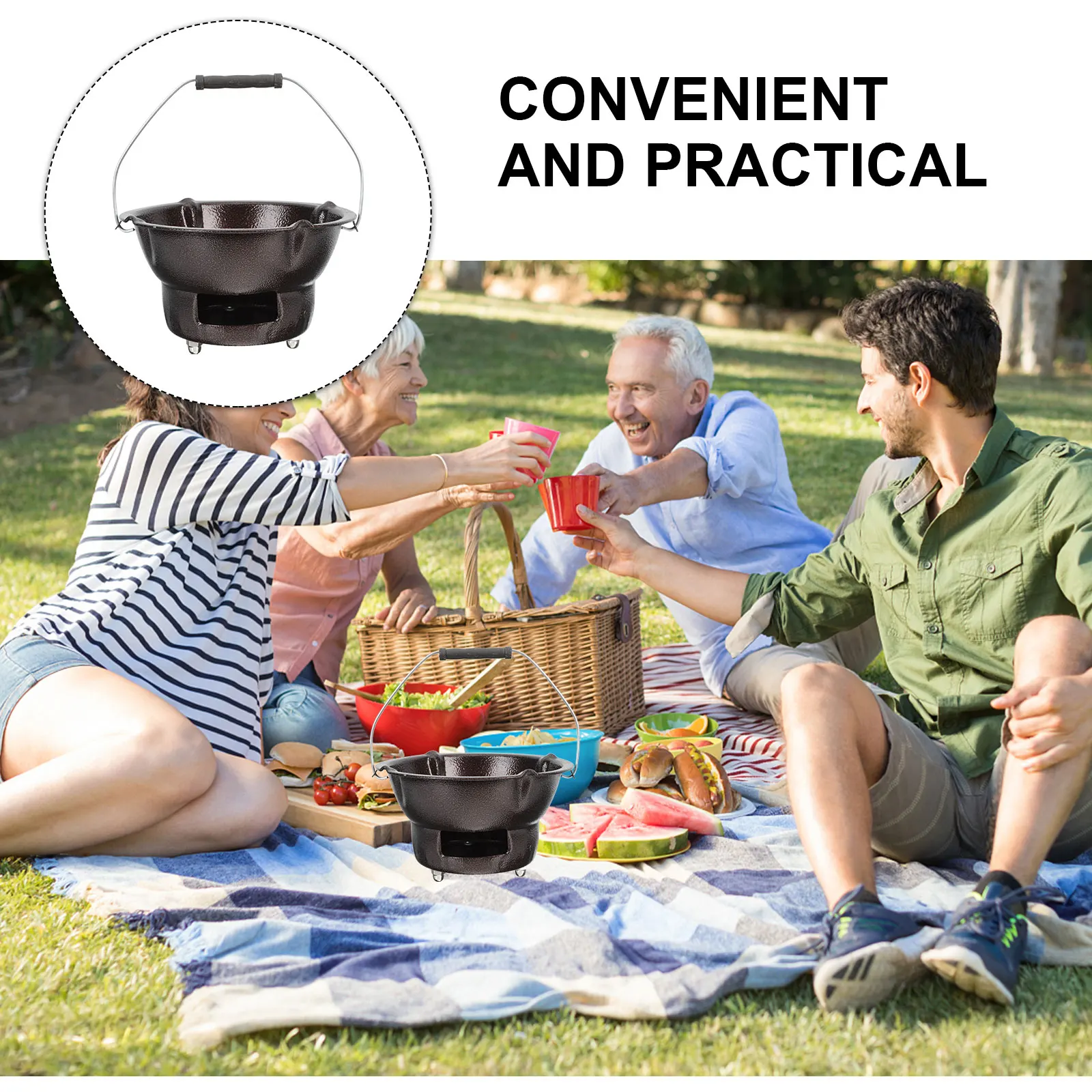 

1Set Charcoal Stove Cast Iron Durable Multi Functional Outdoor Bbq Heating Stove Portable Barbecue Grill Camping Supplies