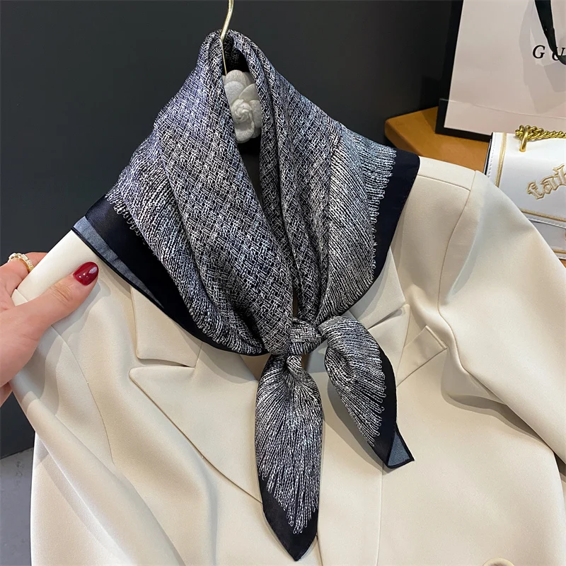 100% Real Silk Scarf New 70CM Natural Shawl Wraps Women Ladies Fashion Scarves Foulard Bandana Square Headband Hijab Pashmina