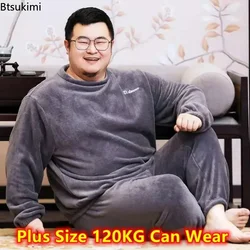 Novo plus size inverno conjuntos de pijamas de flanela dos homens macio carmesim casa roupas para homens casual lazer camisola pijamas terno masculino