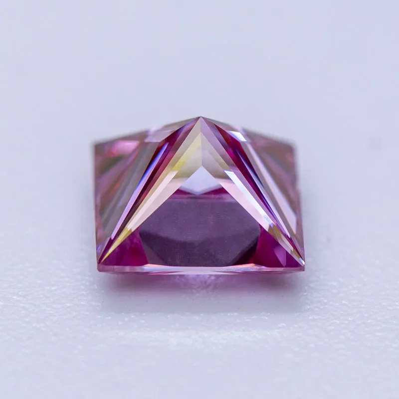 Moissanite Stone Princess Cut Sakura Pink Color Lab Grown Diamond for Charms DIY Jewelry Making Materials with GRA Certificate