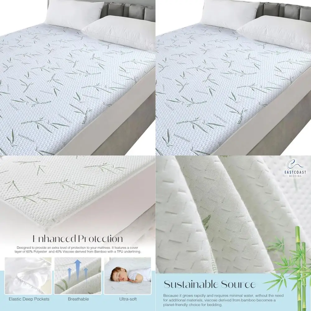 

Queen Size Waterproof Bamboo Mattress Protector - 60x80, Ultra Soft, Breathable, Washable for Comfort & Protection