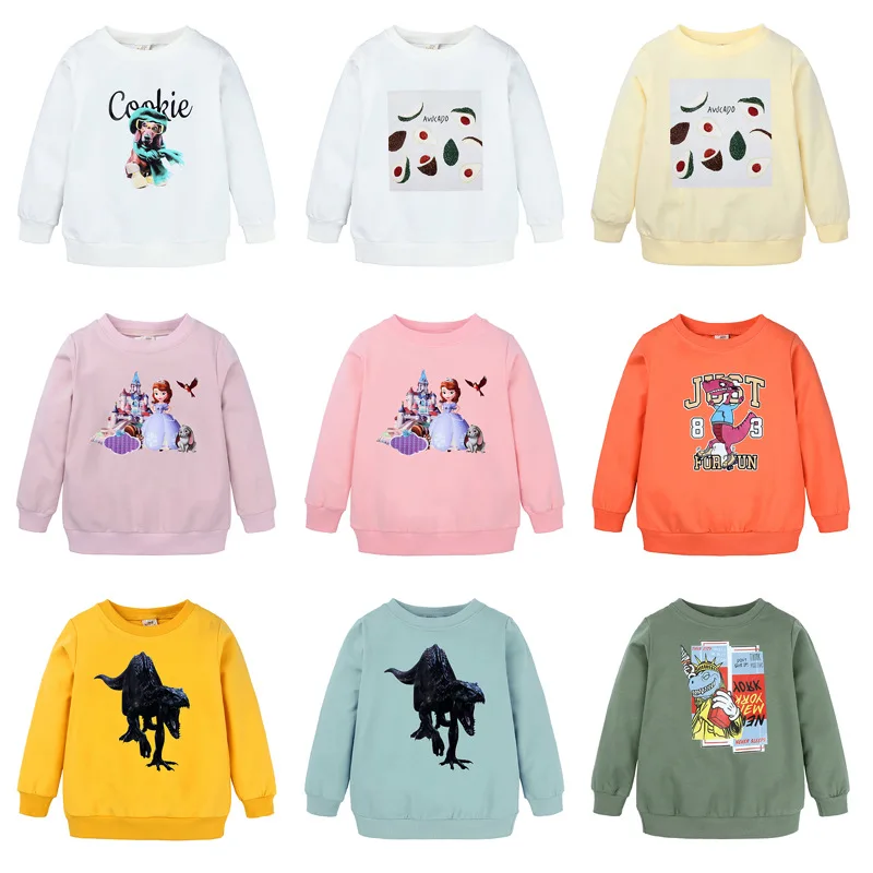 New Kids Boys Girls Cotton Tshirt Cartoon Dinosaur Print Long Sleeve T-shirt Children Casual Tee Tops Clothes Kids T Shirts 1-8T