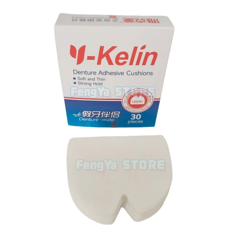 Y-Kelin Denture Adhesive Cushion (Upper &Lower) 30 Counts Soft Comfort Strip Pads Strong Hold Dental Oral Care Materials