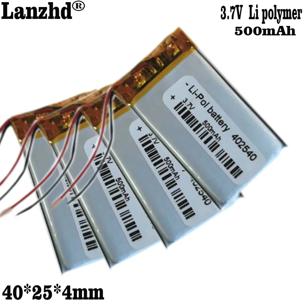 1-10pcs 3.7V lithium polymer battery 402540 500mAh for camera G1WH Akum Recorder Ruizu A50 player players Sansa Clip Zip