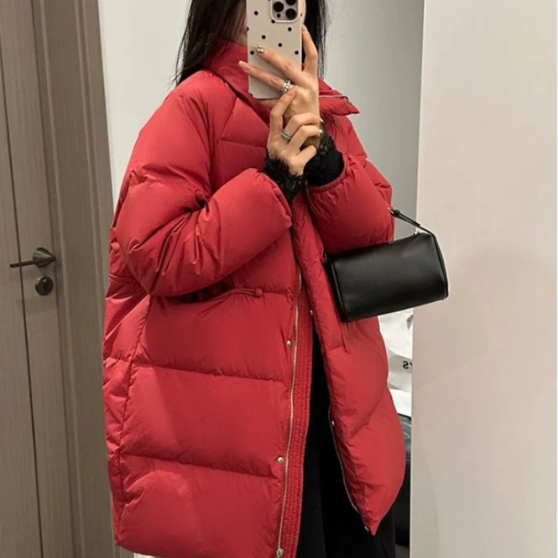 Winter Jackets Woman 2024 Mid-Length Coats Down Fashion Thick Quilted Parka Padded Simple Lapel Warm Outwear Winter Coat Female