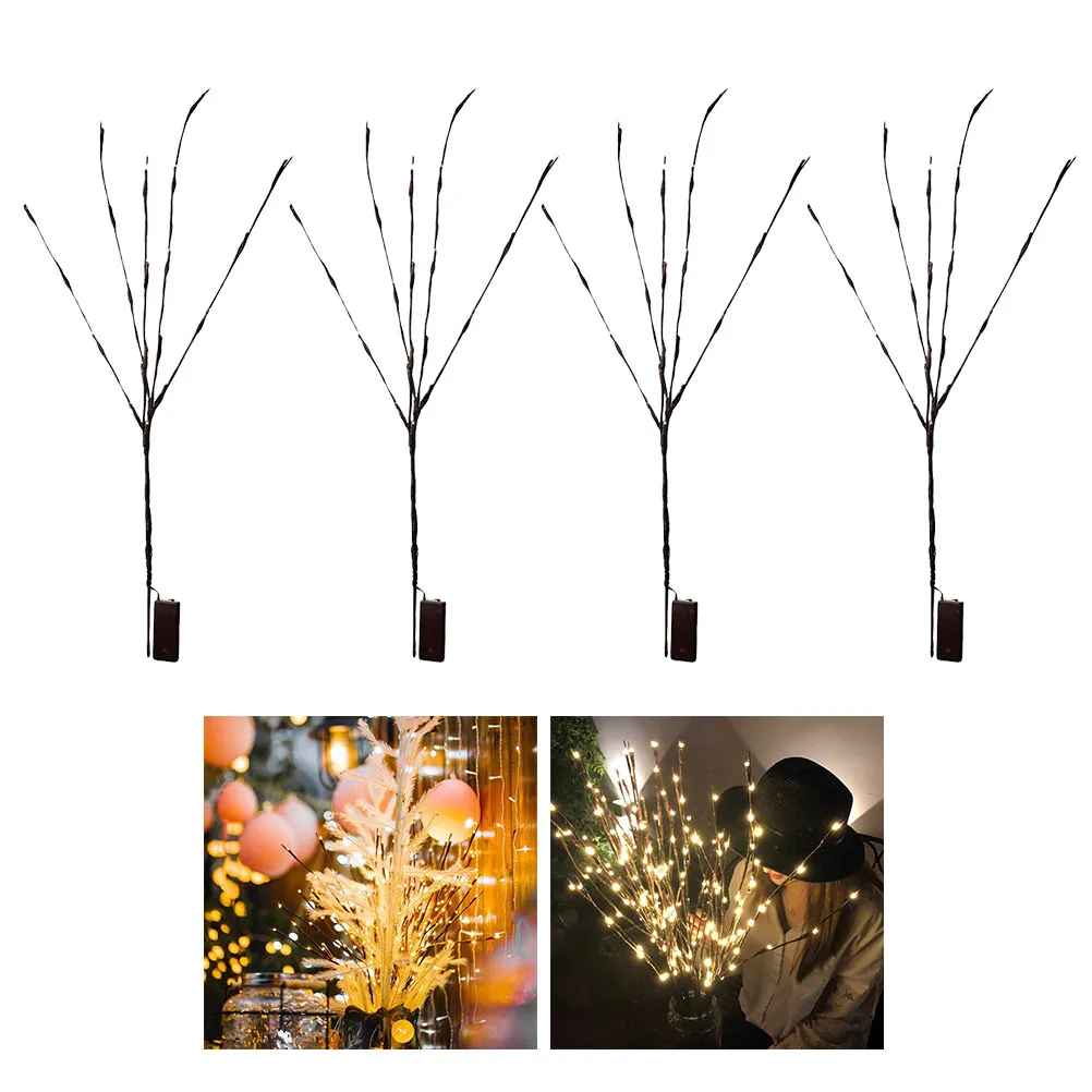 

Набор из 4 искусственных светящихся веток с 20 светодиодами, декоративные светильники в виде ивовых веток для дома, на Рождество, теплый белый свет, для создания уютной атмосферы