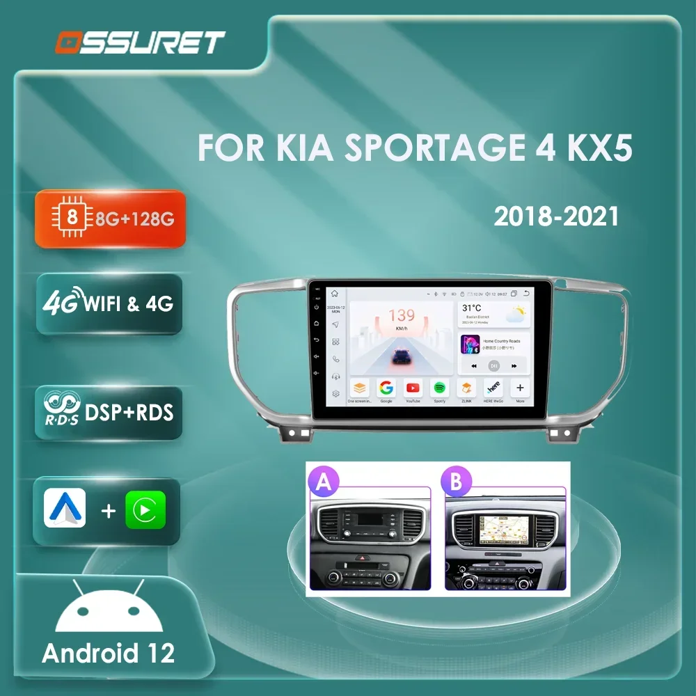 

Android 14 Car radio GPS Stereo For Kia Sportage 4 QI KX5 2018-2021 Multimedia player 4G 8Core Autoradio navi Carplay Head Unit