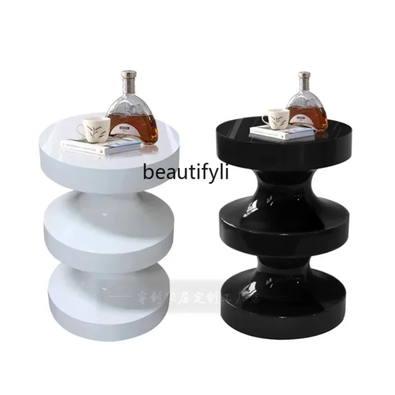 

Nordic, light luxury edge, minimalist designer, black, modern minimalist living room, creative sample room, bedside round