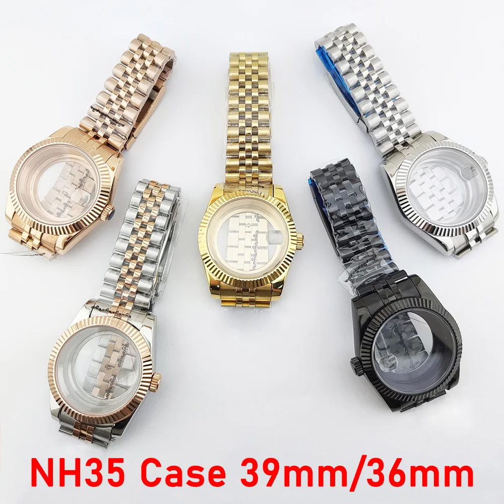 

36/39mm watch case Women's/Men's sapphire glass Stainless steel case strap Mechanical watch parts kits for NH34 NH35 Movement