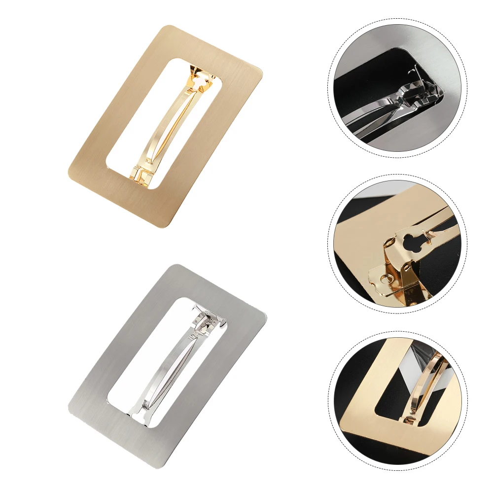 

2pcs Metal Spring Hair Clips Hollow Barrettes Decorative Lightweight Non Slip Durable Alloy Women Hairpins Accessories Styling