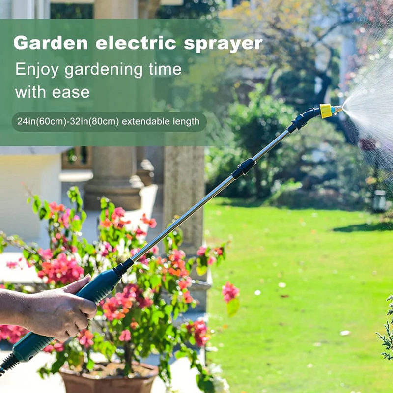 Handheld Battery Powered Spray Wand, Includes 3 Nozzles, 16.4FT Hose, And Power Display