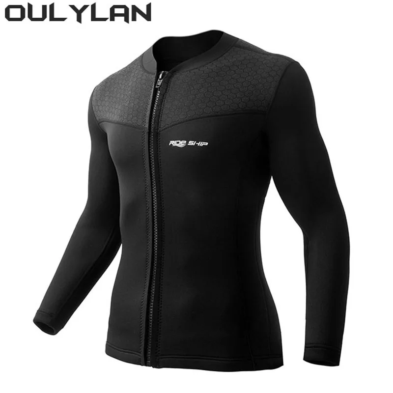 

Oulylan 3MM Diving Suit Jacket for Men Long Sleeve Wetsuit Swimwear Snorkeling Coat Male Surf Winter Thermal Glue Bonding Tops