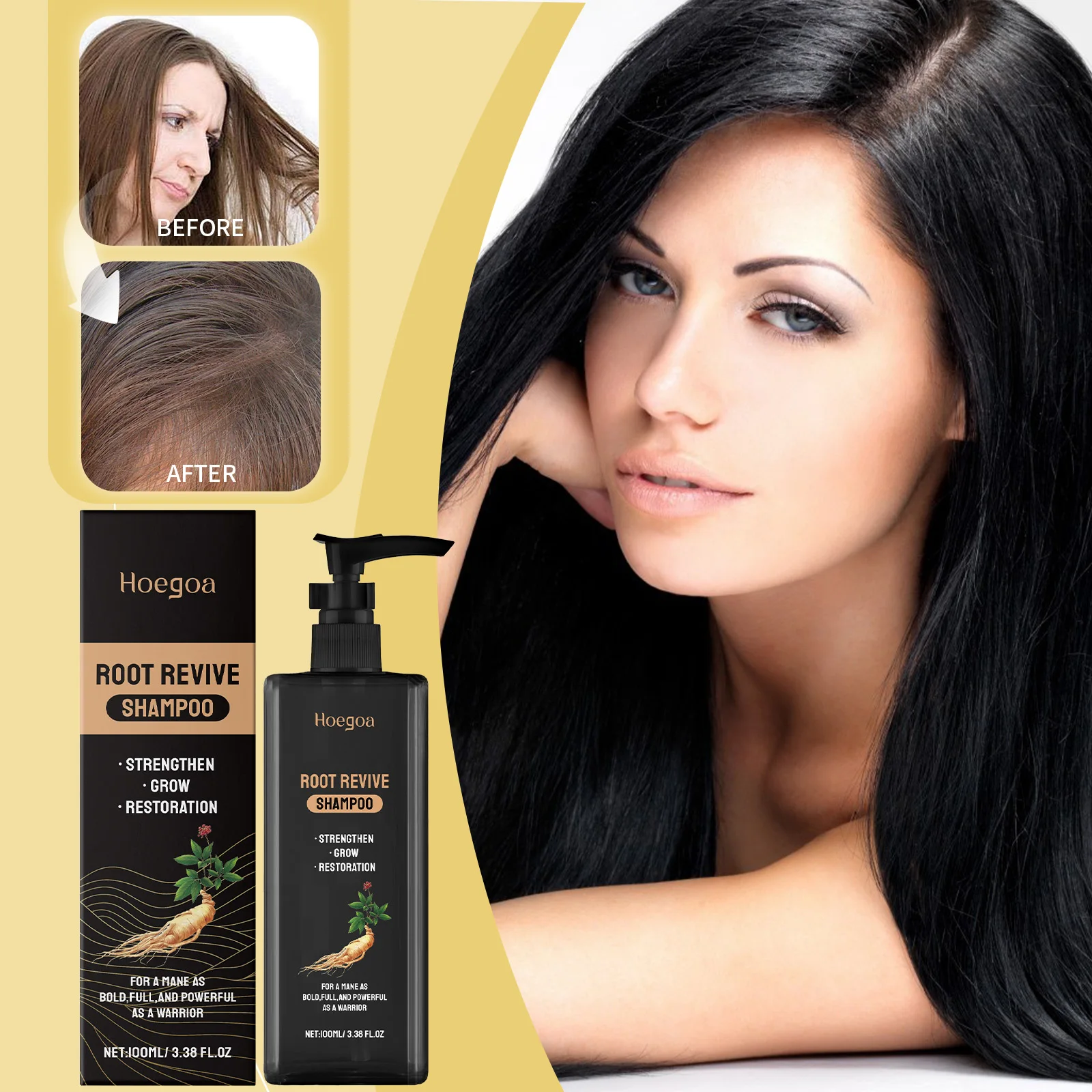 

100ml Ginseng Shampoo Repair Frizz Damaged Hair Nourishing Moisturizing Anti Dandruff Oil Control Strengthen Hair Root