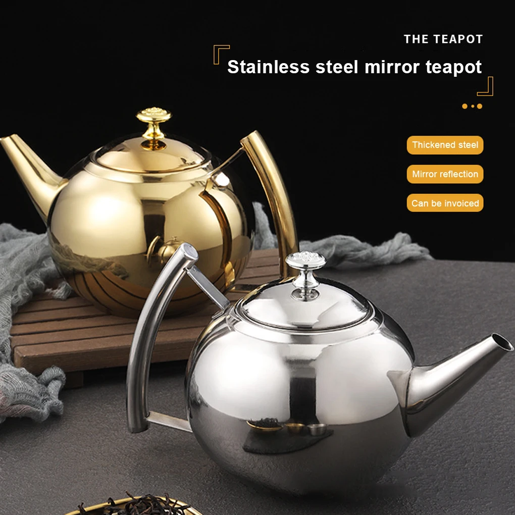 1L/1.5L/2L Polished Stainless Steel Teapot Tea Pot Coffee With Tea Leaf Filter Infuser